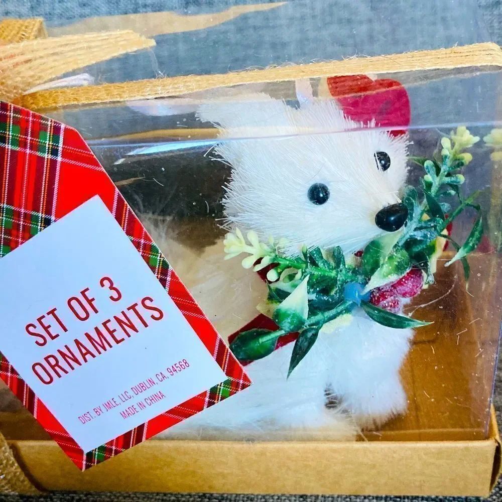 3-pc Christmas Fox Ornaments Set